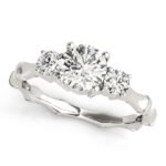Three-Stone Lab Grown D/VVS Round Cut Diamond Engagement Ring - Image 4