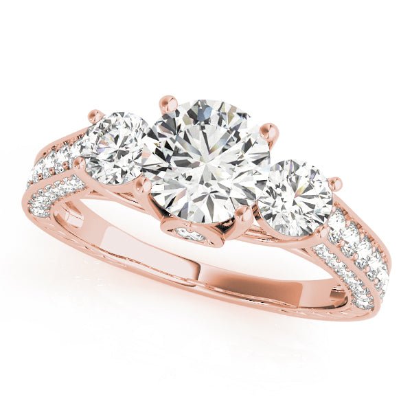 50509-E.alt1_5b4f91d2-805f-4d2d-bdc7-8e6f7f930174 Three-Stone Round Cut Lab-Grown Diamond Pave Set Engagement Ring - Image 2