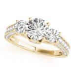 Three-Stone Round Cut Lab-Grown Diamond Engagement Ring with Split Shank - Image 2