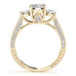 Three-Stone Round Cut Lab-Grown Diamond Engagement Ring with Split Shank - Image 4