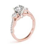 Round-Cut Three-Stone Lab-Diamond Ring with Pave and Four-Prong Setting - Image 8