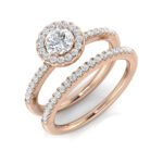 Natural Round Cut Diamond Halo Engagement Ring - Image 2