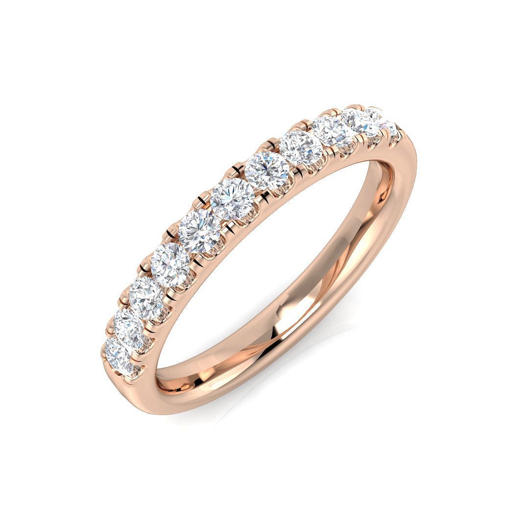BJR0175_YG__RG_0 0.14-2.18ct Lab-Grown Round Cut D/VVS Diamond Half Eternity Ring - Image 2
