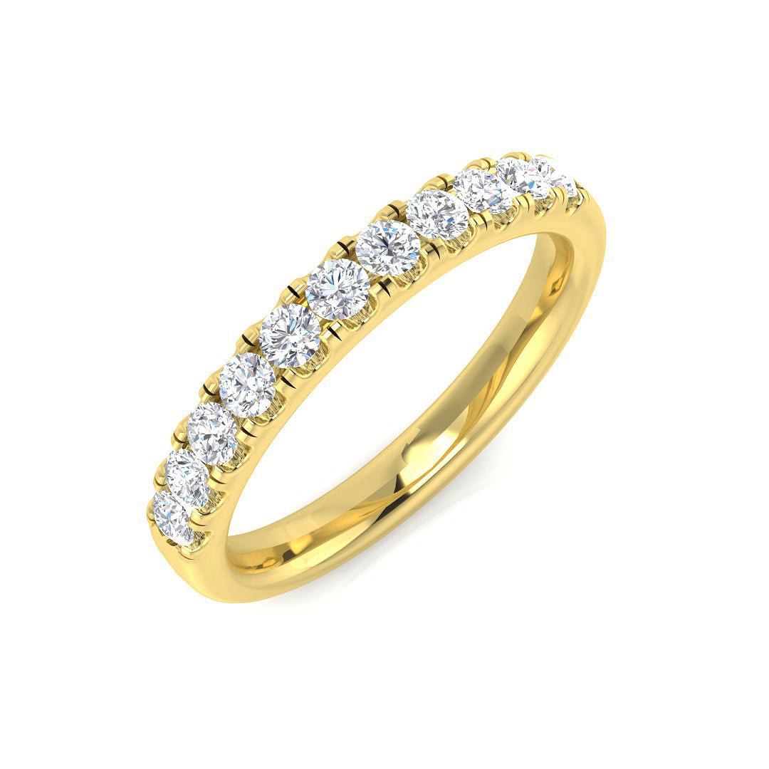 BJR0175_YG__YG_0 0.14-2.18ct Lab-Grown Round Cut D/VVS Diamond Half Eternity Ring - Image 3