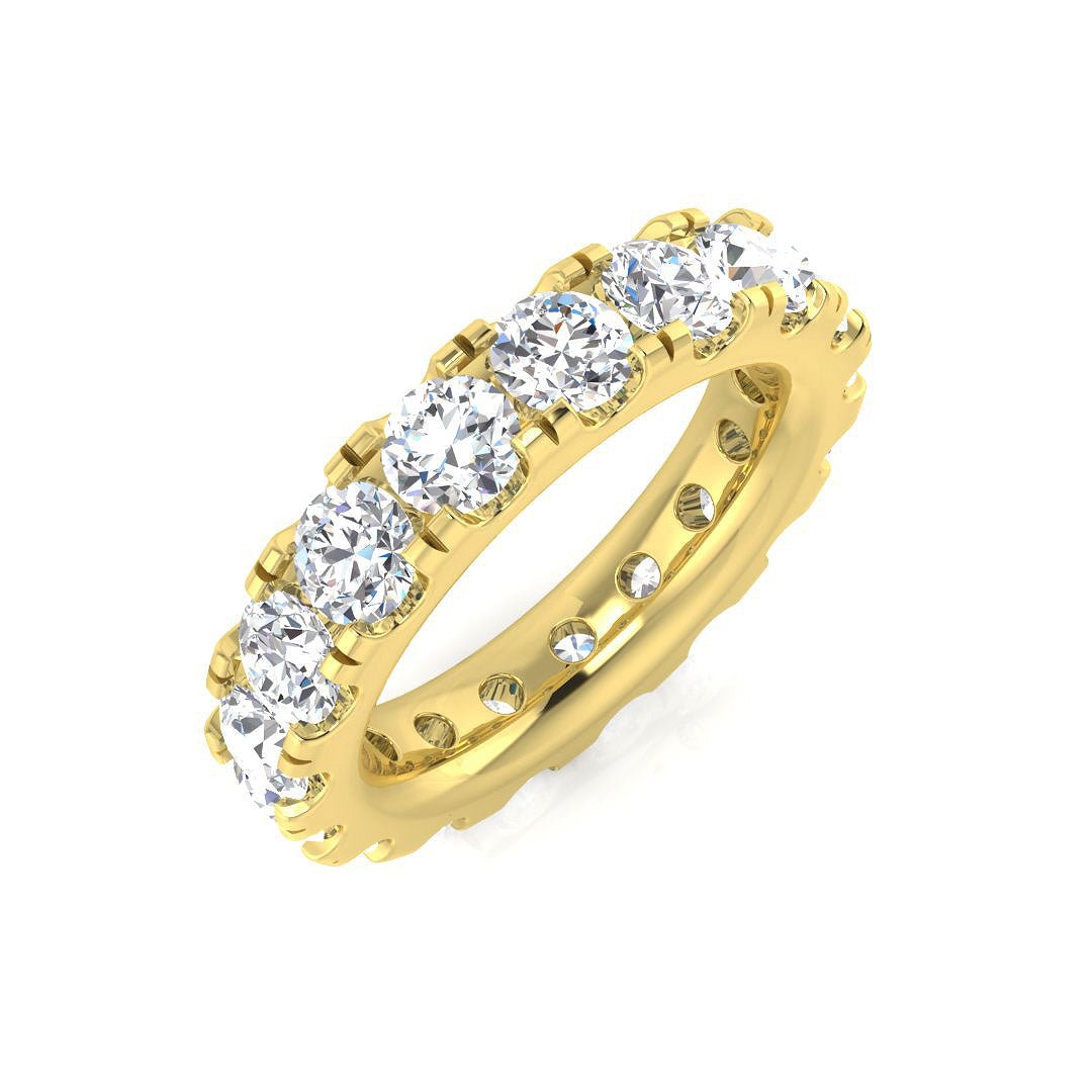 BJR0481_WG__YG_0 0.20 to 4.15ct Lab-Grown Round Cut D/VVS Diamond Prong Set Full Eternity Ring. - Image 1