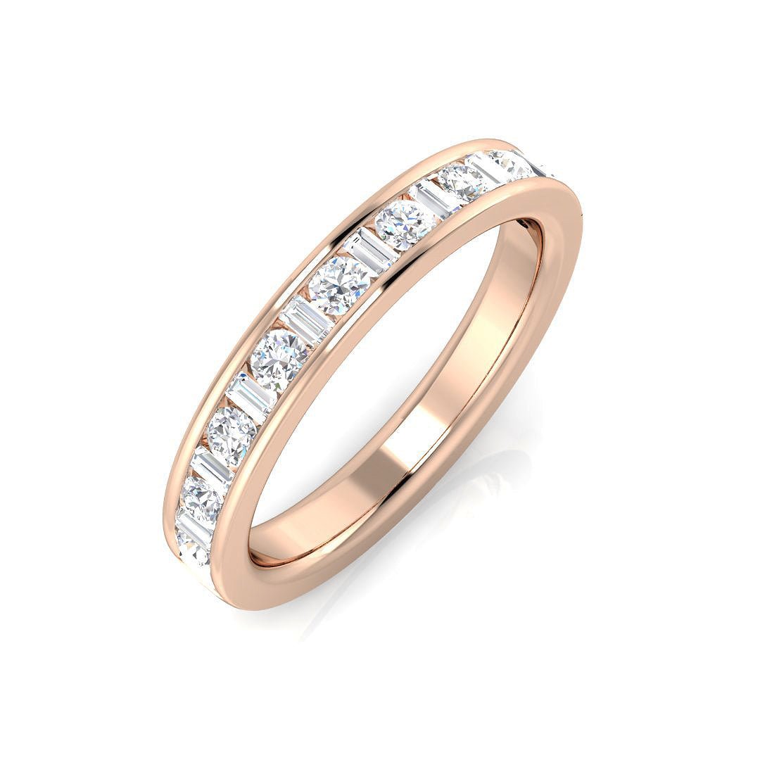 SL7326_PT__RG_0 0.47-1.10ct Lab-Grown D/VVS Baguette & Round Cut Diamond Half Eternity Ring. - Image 7