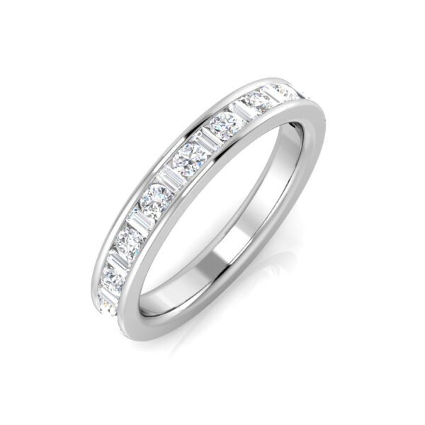 0.47-1.10ct Lab-Grown D/VVS Baguette & Round Cut Diamond Half Eternity Ring.