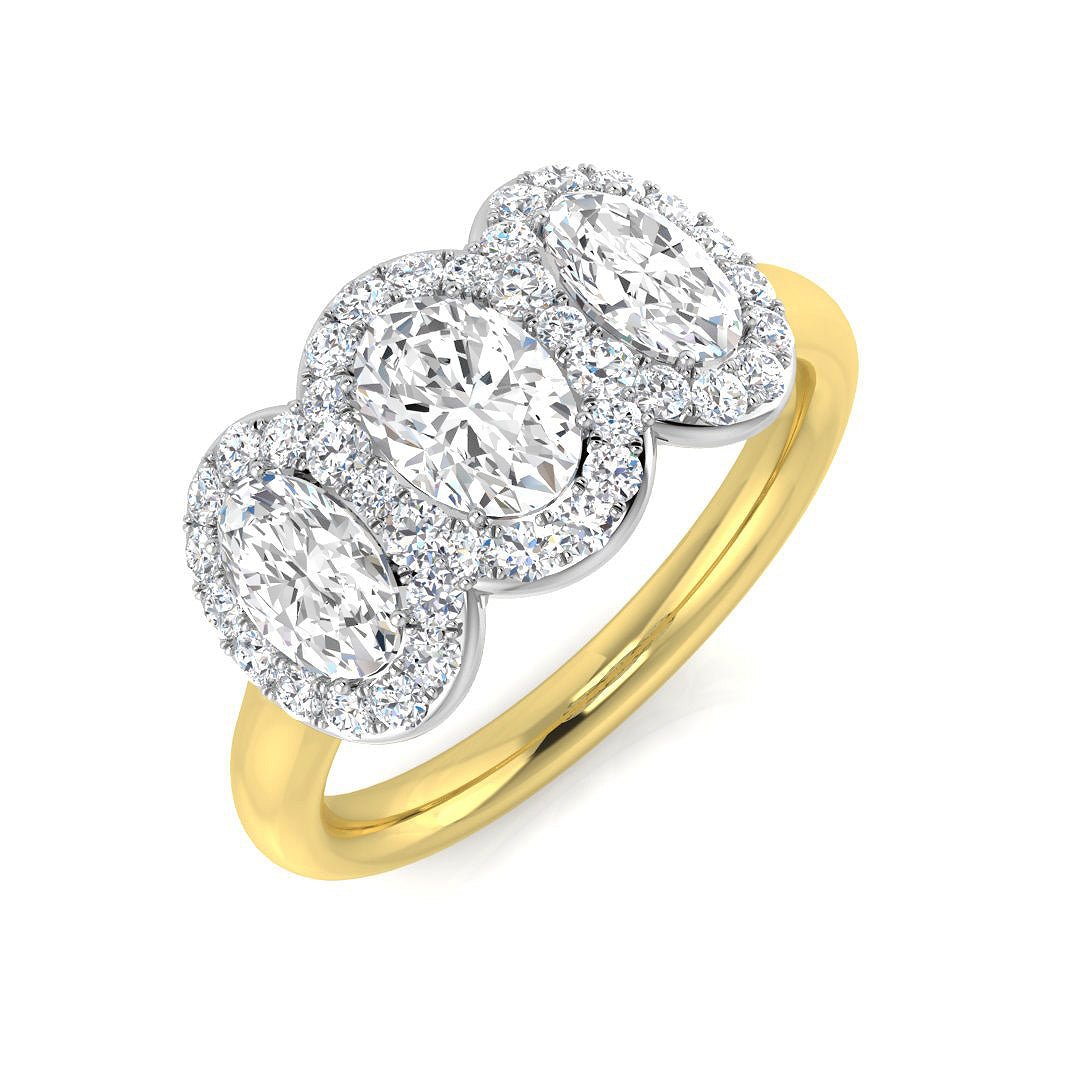 SL9765_PT__YG_0 Trilogy Halo Set Natural Diamond Ring - Image 3