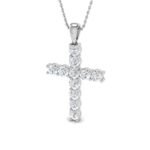 0.17ct ? 5.68ct Round Diamond Prong Set Cross Pendant in 9k and 18k Gold