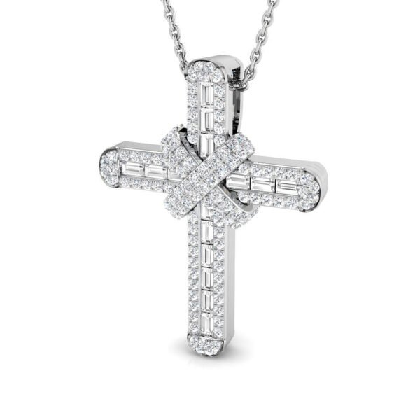 0.41ct ? 0.61ct Baguette & Round Cut Diamond Cross Pendant in Gold or Platinum