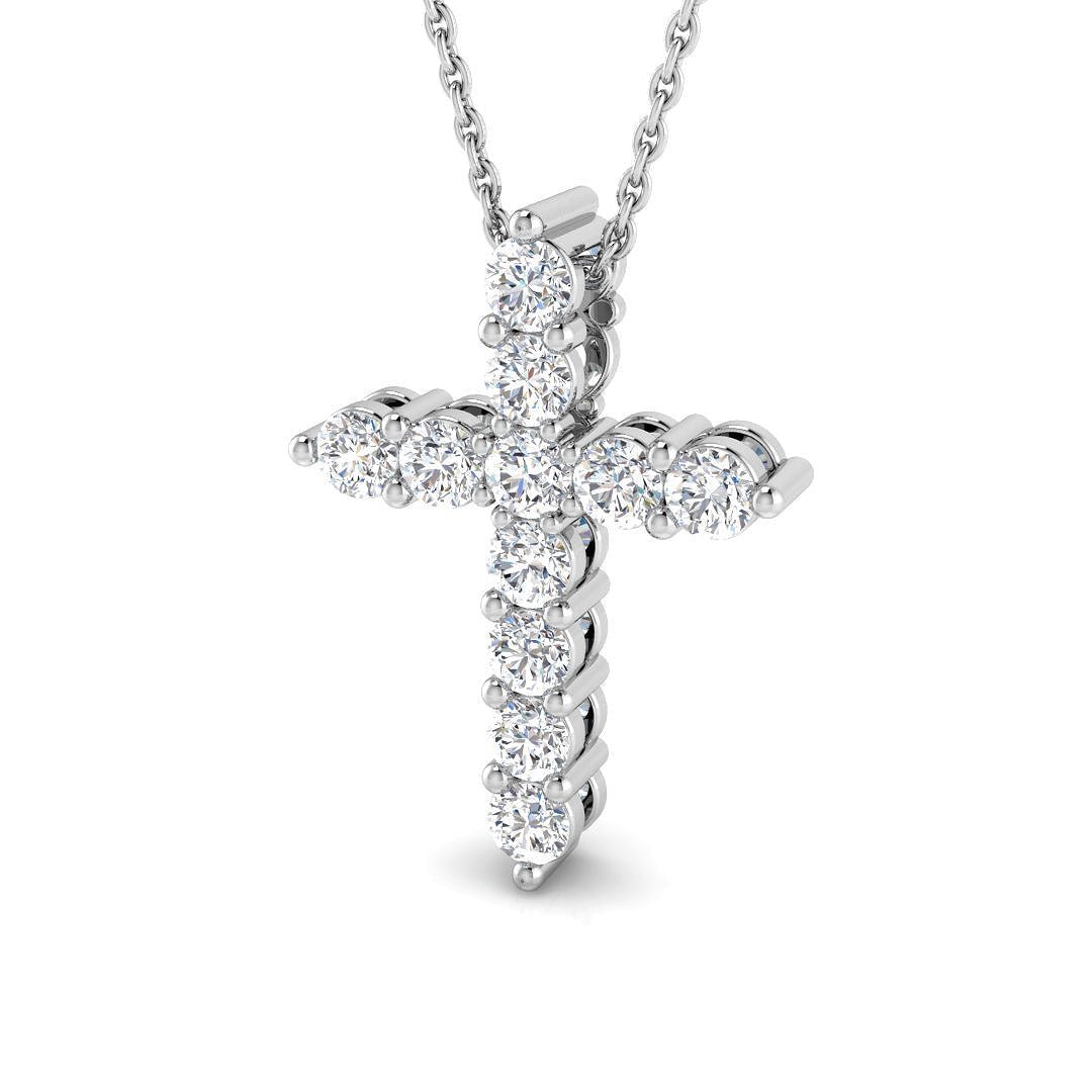 SP4799_WG__WG_0_cb646143-8a73-4f7f-a3a2-7db9a19128a8 0.25ct ? 5.28ct Round Diamond Prong Set Cross Pendant in Platinum - Image 1