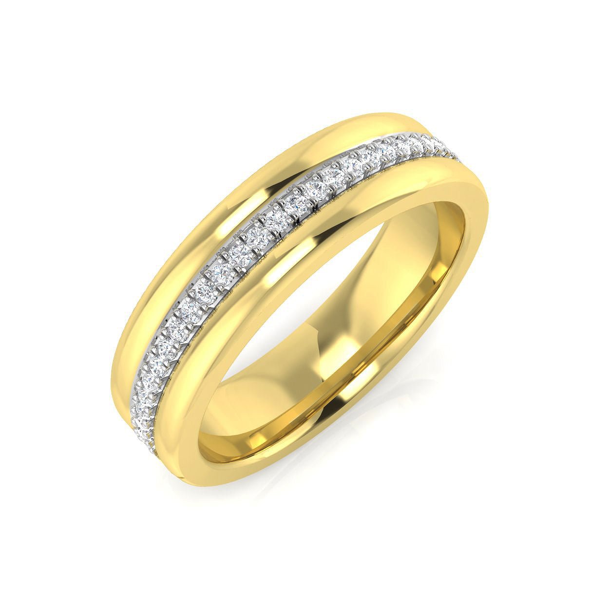 SR1082_WR__YG_0 0.12ct Lab-Grown Round Cut D/VVS Diamond Half Eternity Ring - Image 2