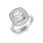 Natural Cushion Cut Diamond Halo Engagement Ring - Image 2