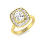 Natural Cushion Cut Diamond Halo Engagement Ring - Image 3