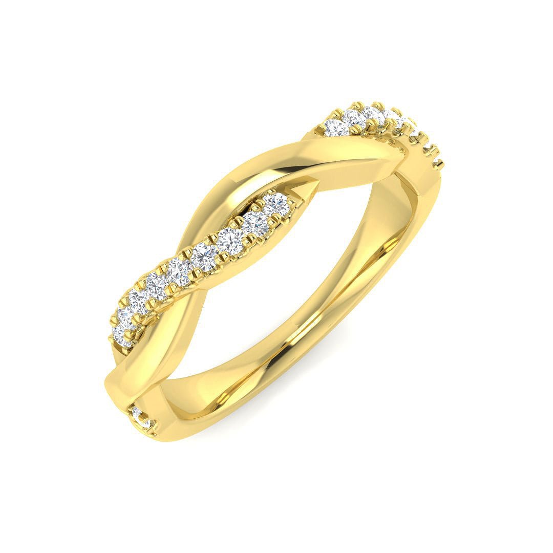 SR1412_YG_9KT_YG_0 0.15ct Lab-Grown Round Cut D/VVS Diamond Half Eternity Ring - Image 2