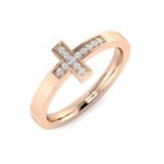 0.05 Carat Round Shaped Micro Pave Setting Cross Diamond Ring - Image 3