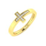 0.05 Carat Round Shaped Micro Pave Setting Cross Diamond Ring - Image 2