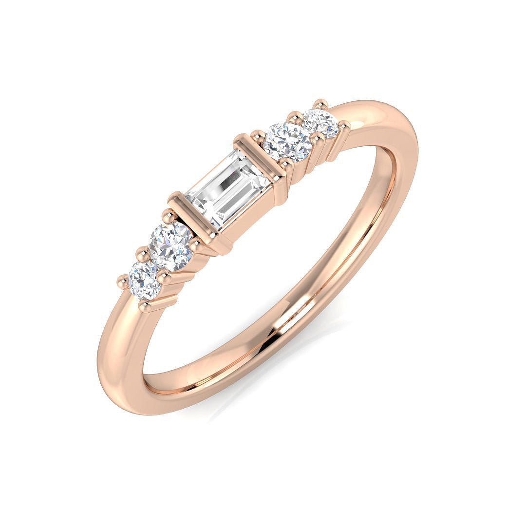 SR2169_WG__RG_0 0.25ct Lab-Grown Baguette & Round Cut D/VVS Diamond Bar Set Half Eternity Ring. - Image 2