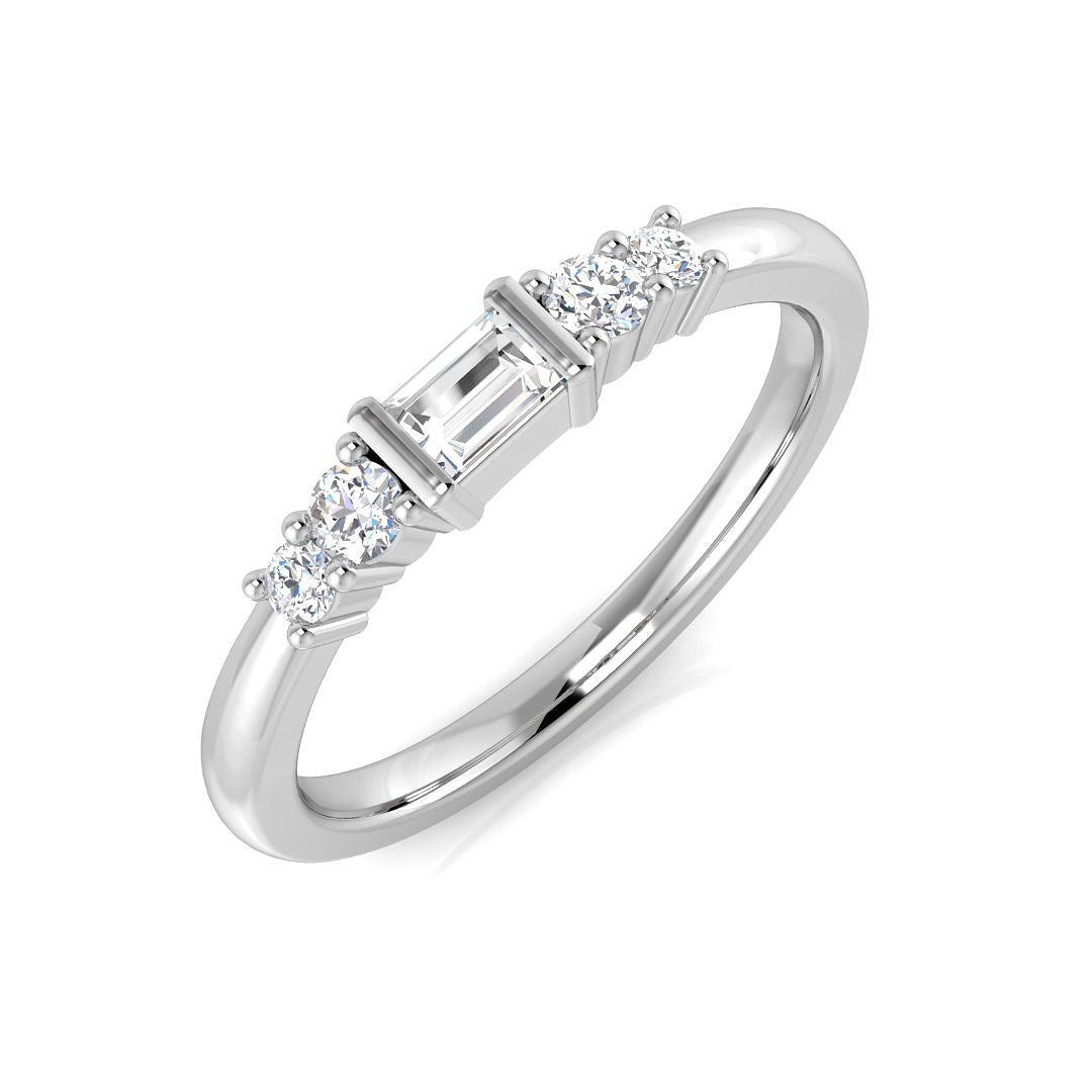 SR2169_WG__WG_0 0.25ct Lab-Grown Baguette & Round Cut D/VVS Diamond Bar Set Half Eternity Ring. - Image 1