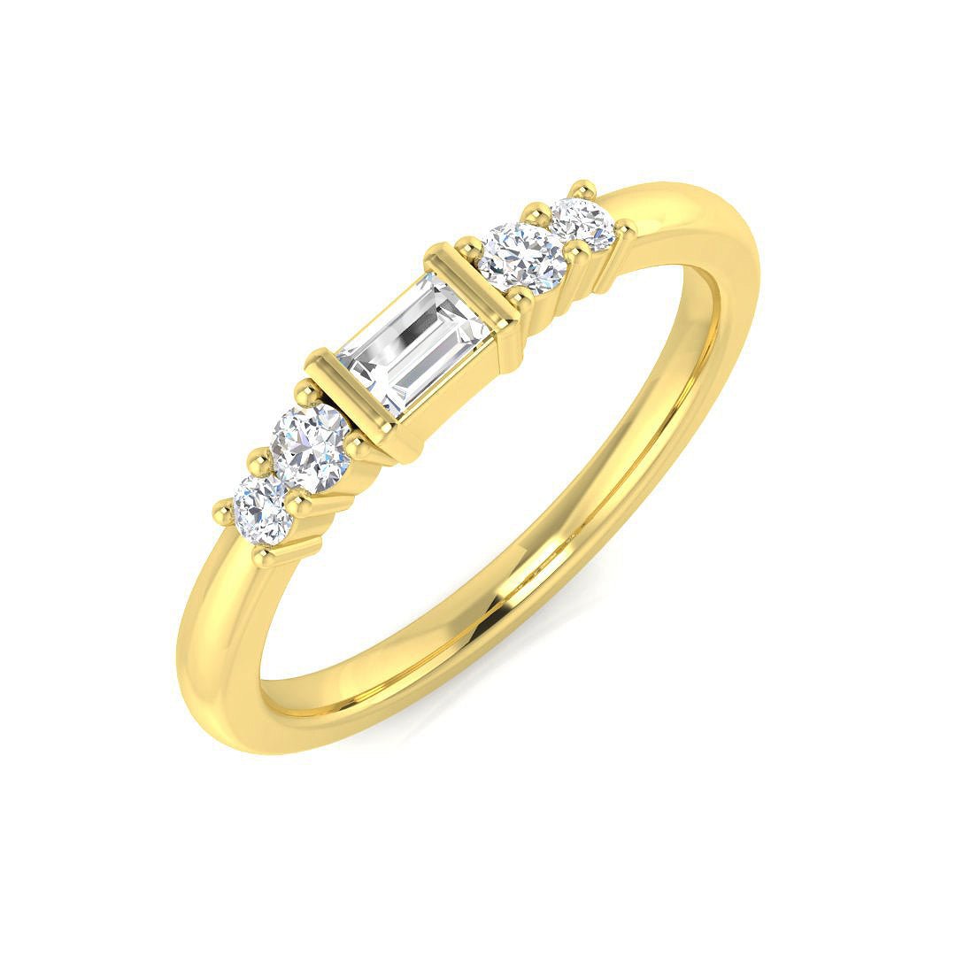 SR2169_WG__YG_0 0.25ct Lab-Grown Baguette & Round Cut D/VVS Diamond Bar Set Half Eternity Ring. - Image 3