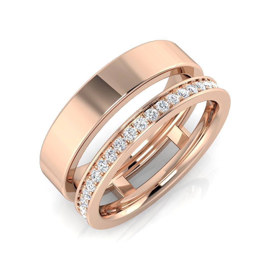 SR3314_PT_2_RG_0 0.24ct Lab-Grown D/VVS Round Cut Diamond Half Eternity Ring - Image 2