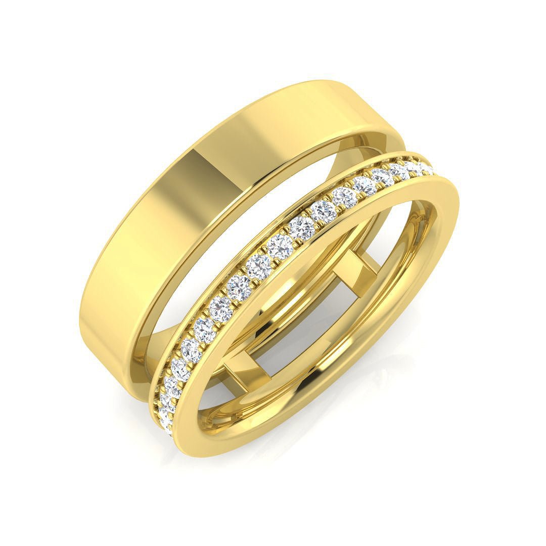 SR3314_PT_2_YG_0 0.24ct Lab-Grown D/VVS Round Cut Diamond Half Eternity Ring - Image 1