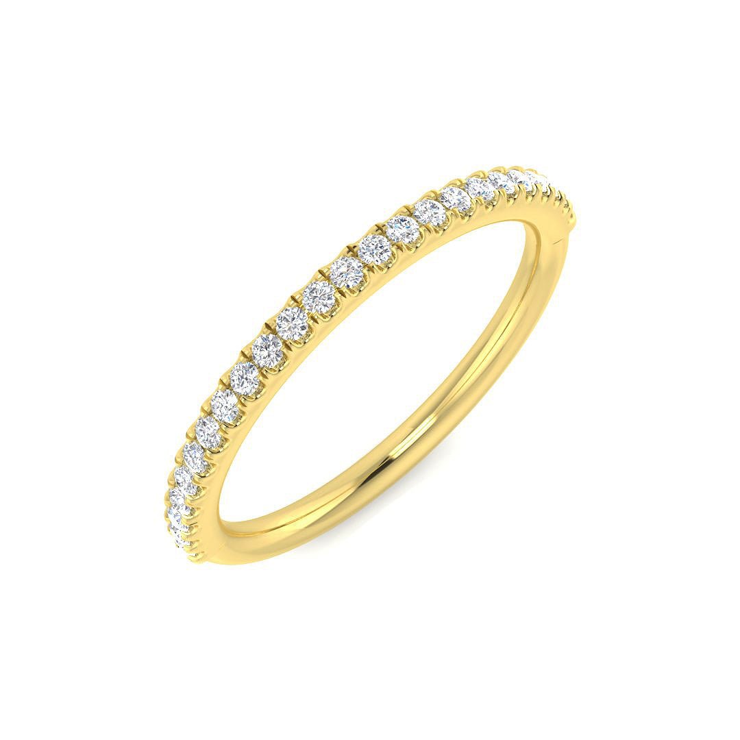 SR3688_YG_9-GI1_YG_0 0.10-0.20ct Lab-Grown Round Cut Diamond Claw Set Half Eternity Ring - Image 3