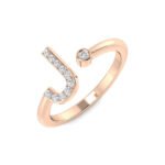 0.09 Carat Round Diamond Micro Pav? & Bezel Letter J Initial Ring - Image 3