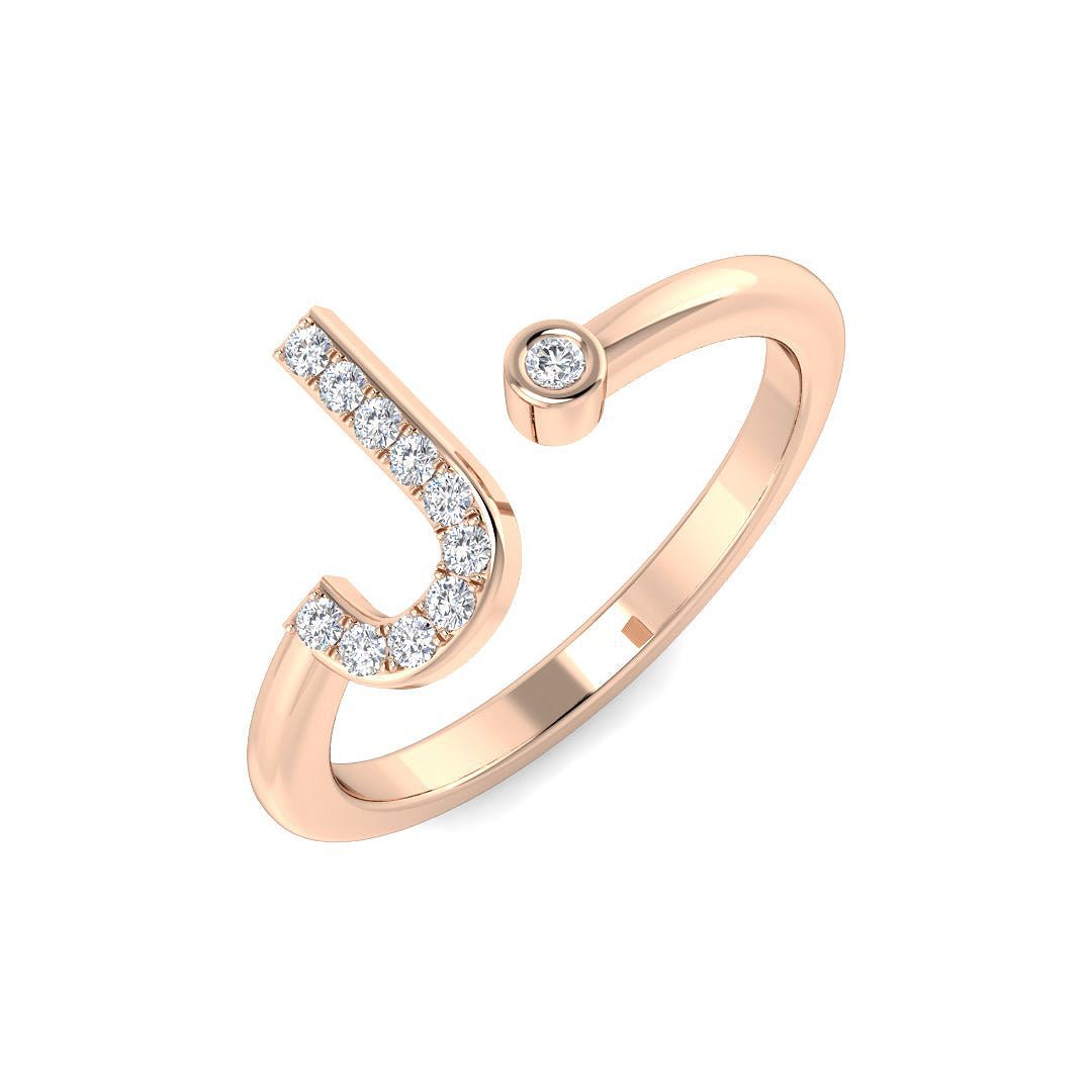 SR4467-J_WG_18-2_RG_0 0.09 Carat Round Diamond Micro Pav? & Bezel Letter J Initial Ring - Image 3