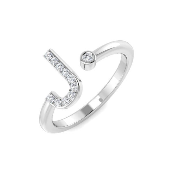 0.09 Carat Round Diamond Micro Pav? & Bezel Letter J Initial Ring