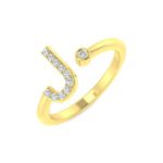 0.09 Carat Round Diamond Micro Pav? & Bezel Letter J Initial Ring - Image 2