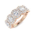 Natural Round Cut Diamond Five Stone Halo Ring - Image 2