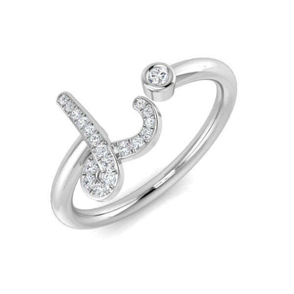 0.08 Carat Round Diamond Micro Pav? & Bezel Script Letter L Initial Ring