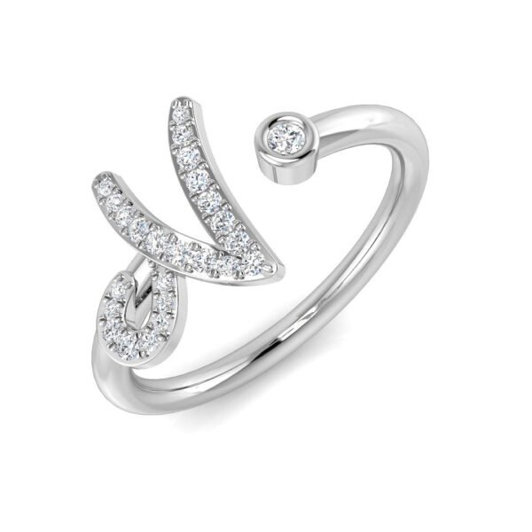 0.10 Carat Round Diamond Micro Pav? & Bezel Script Letter N Initial Ring