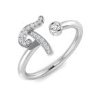 0.09 Carat Round Diamond Micro Pav? & Bezel Script Letter T Initial Ring