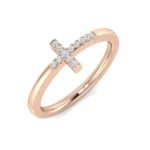 0.06 Carat Round Shaped Micro Pave Setting Side Cross Diamond Ring - Image 3