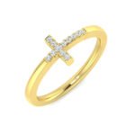 0.06 Carat Round Shaped Micro Pave Setting Side Cross Diamond Ring - Image 2