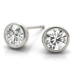 Lab-Grown Diamond Stud Earrings For Women, Round Brilliant Cut Full Bezel Set , D Color VVS Clarity - Image 4