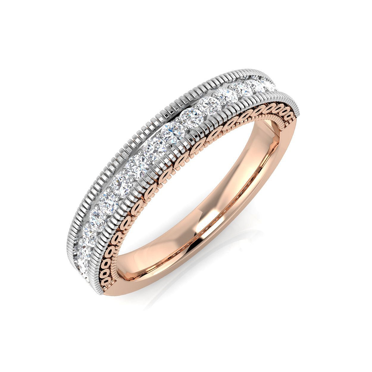XYR11335_RG_0 0.20-0.50ct D/VVS Lab-Grown Round Cut Diamond Half Eternity Ring - Image 2