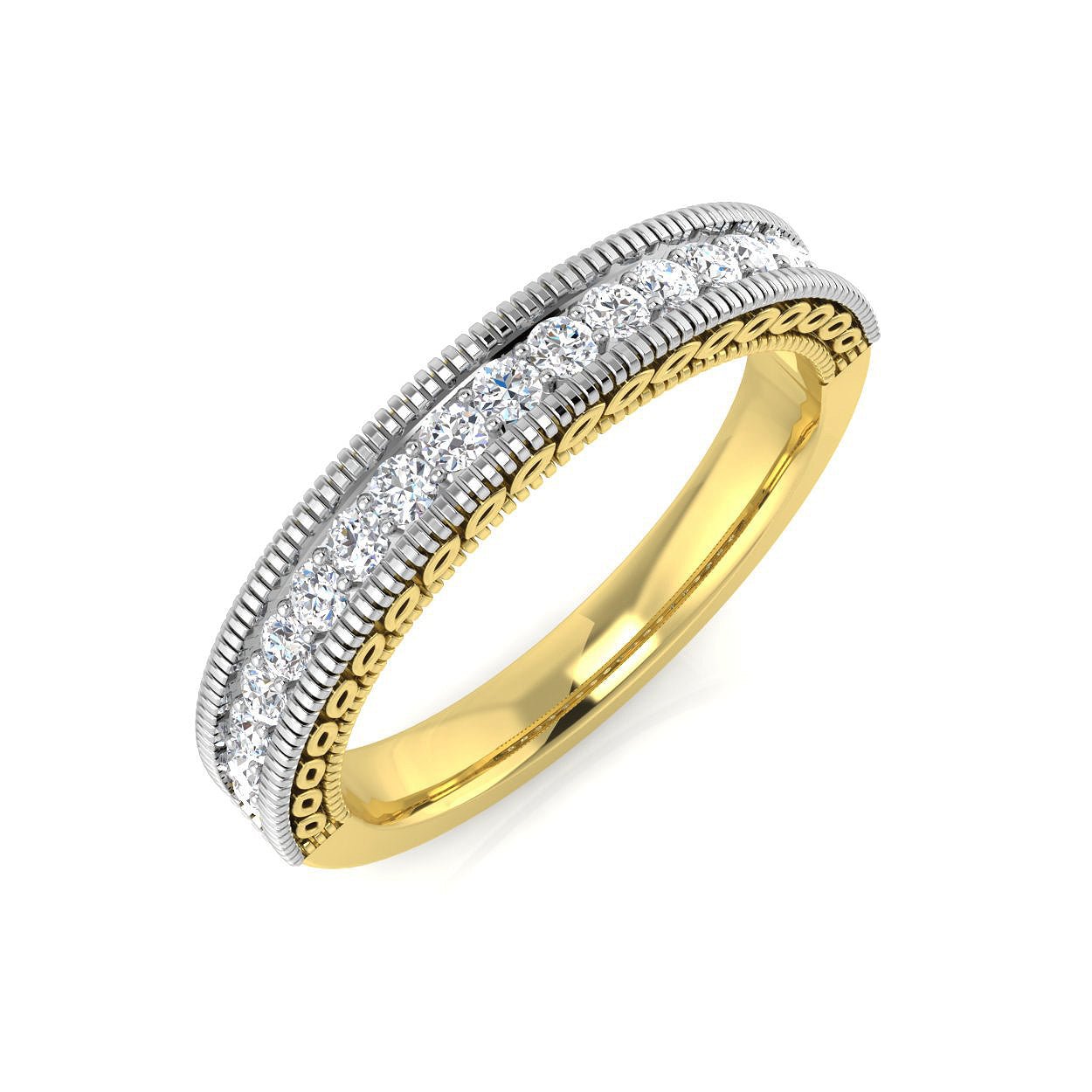 XYR11335_YG_0 0.20-0.50ct D/VVS Lab-Grown Round Cut Diamond Half Eternity Ring - Image 1
