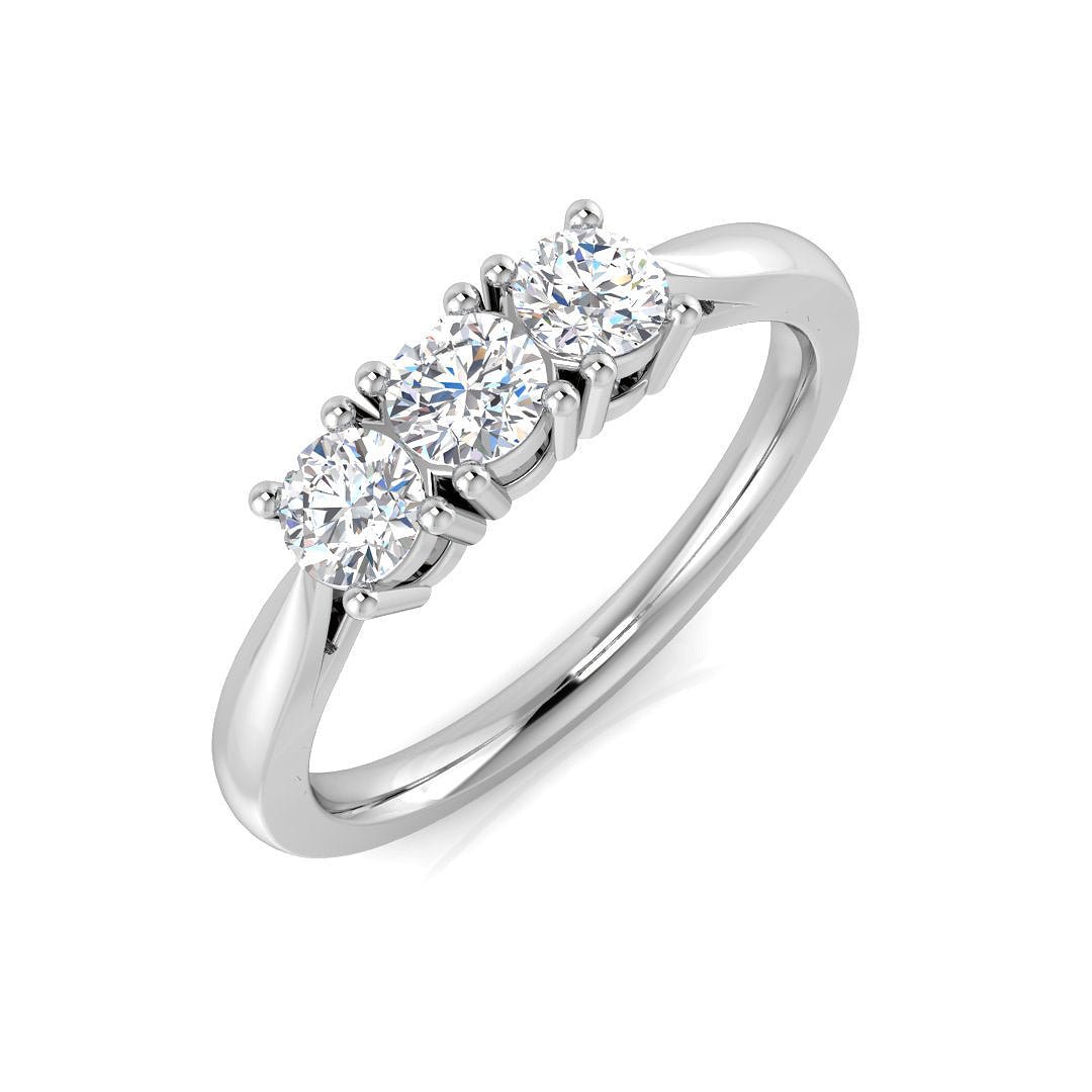 XYR11824_WG__WG_0 0.50-1.00ct Lab Grown D/VVS Round Cut Diamond 3-Stone Ring - Image 1