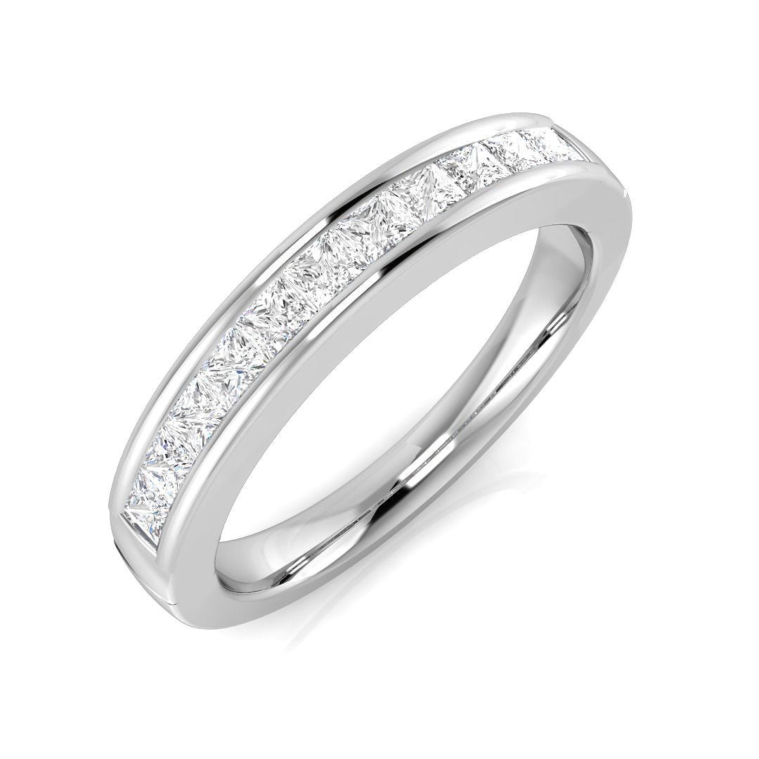 XYR5879_PT__WG_0_a6549968-ac2b-4e69-b01d-0988a5eb2833 0.05ct Lab-Grown D/VVS Round Cut Diamond Half Eternity Ring. - Image 4