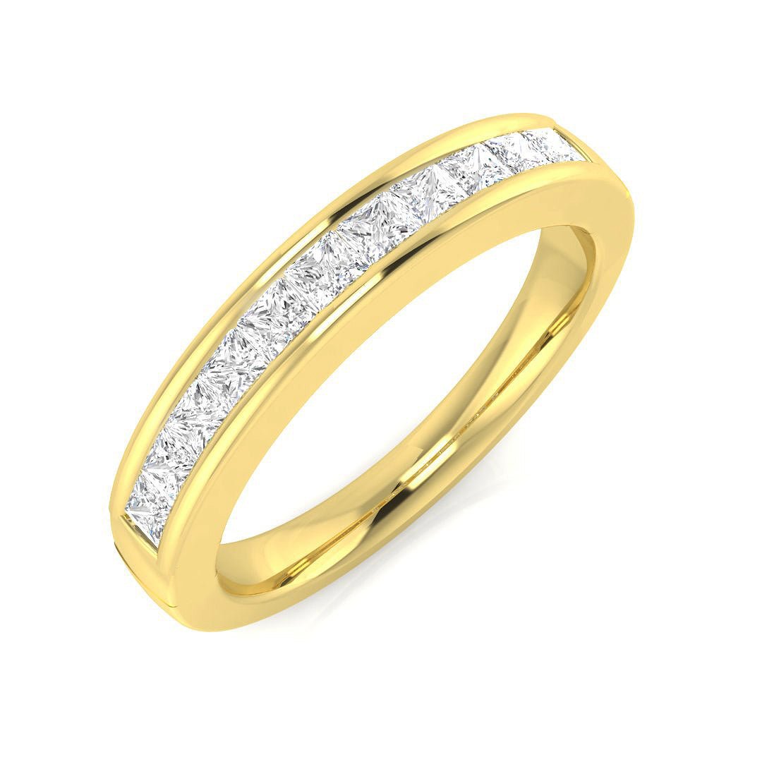 XYR5879_PT__YG_0 0.05ct Lab-Grown D/VVS Round Cut Diamond Half Eternity Ring. - Image 3