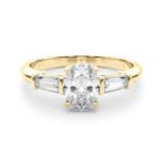18K Yellow Gold 2CT DE/VS Lab-Grown Oval Diamond 3 Stone Engagement Ring