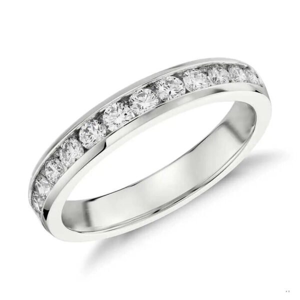 0.25 - 1.00Ct Natural Round Diamond Channel Set Half Eternity Wedding Ring
