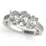 Lab-Grown Oval Diamond 3 Stone Engagement Ring In 18K White Gold - Image 4