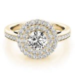 2.00 Ct DE/VS Lab Grown Round Diamond Halo Engagement Ring 18K Yellow Gold