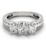 18K Yellow Gold Oval Cut Trilogy Engagement Ring ? 2Ct DE/VS Lab Grown Diamond